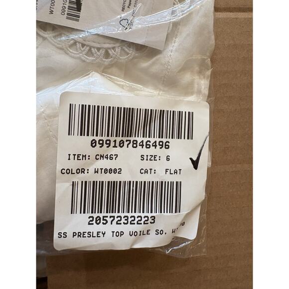 J Crew Button Up Short Sleeve Shirt 6 NWT White Voile Lace Eyelet Top CN467 - Picture 5 of 5